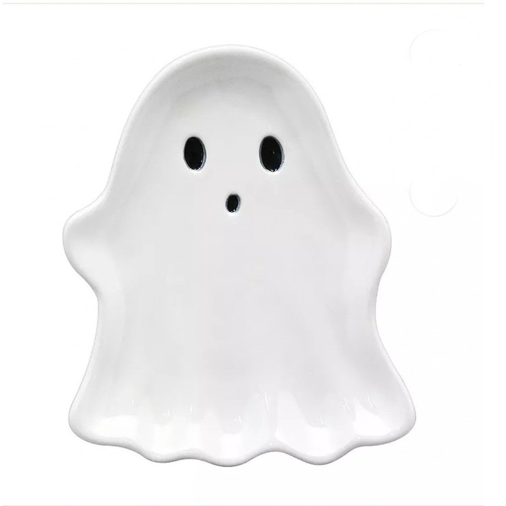 Kohls Halloween Ghost Ceramic Spoon Rest Hand Painted White Spooky Kitchen Decor